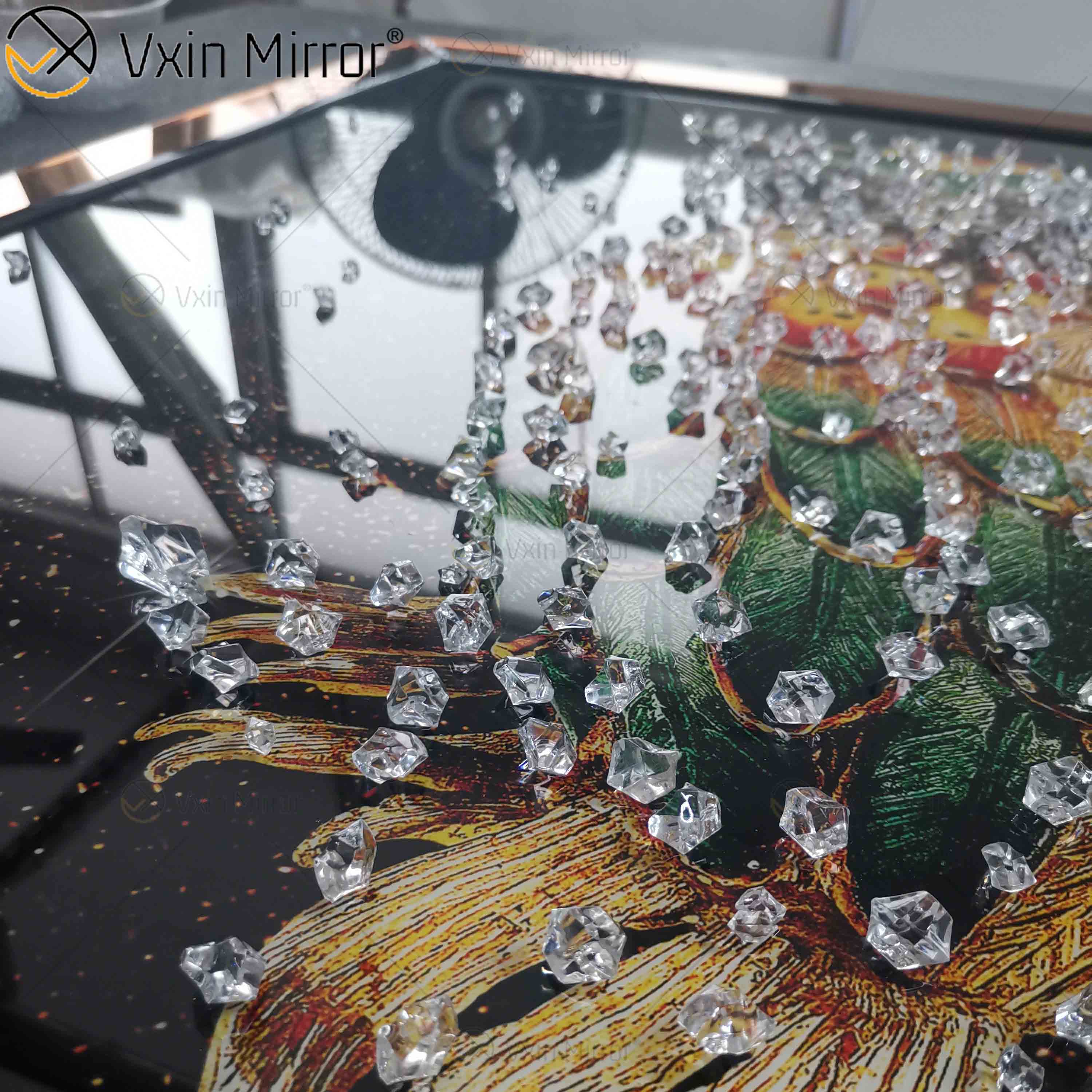 Omal Art Vxin WXMA-55 Decoração de Casa Moldura MDF Espelhada Arte de Parede Cristal Pintura de Porcelana Espelho Arte de Parede