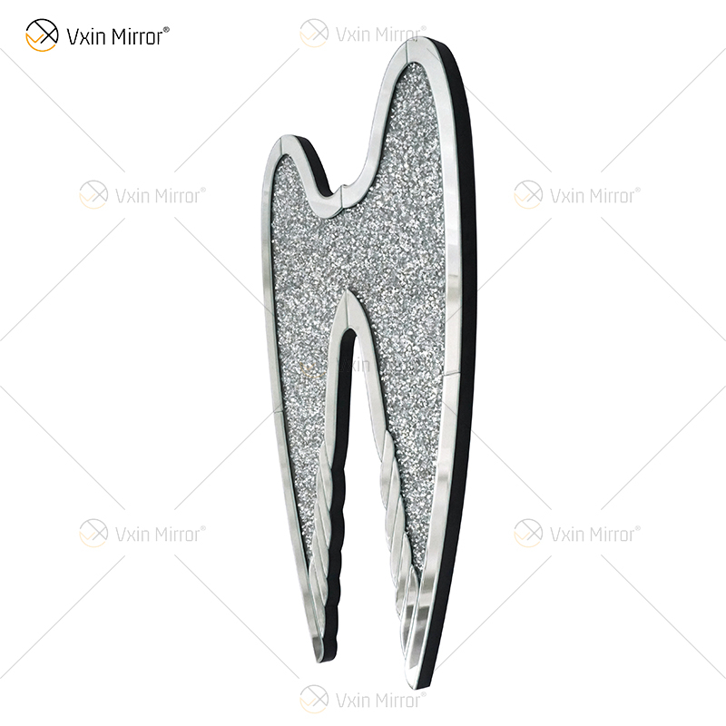 Asas de diamante espelhado cristal esmagado espelho diamante parede arte amor casa bling brilhante WXM-1150