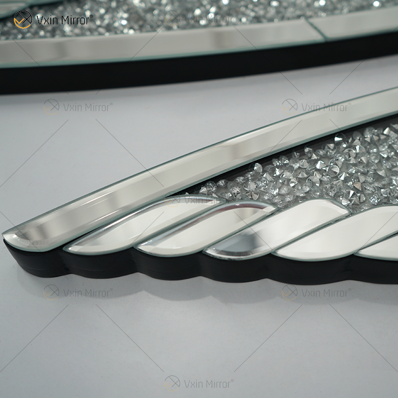 Asas de diamante espelhado cristal esmagado espelho diamante parede arte amor casa bling brilhante WXM-1150