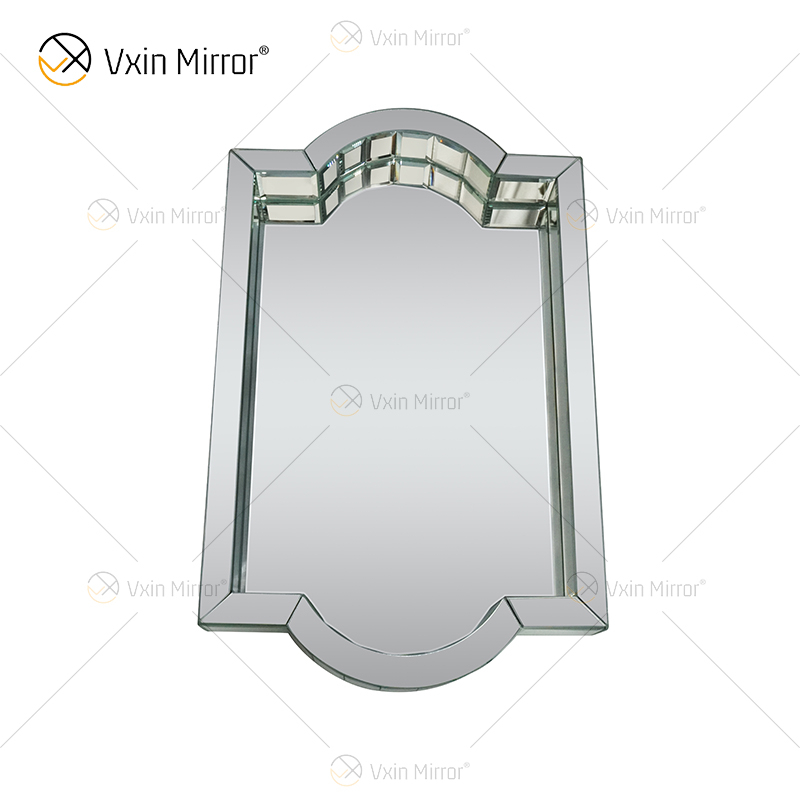 Decoração Elegante WXMT-007 Moderna Vidro Prata Espelhado Bandeja Retângulo