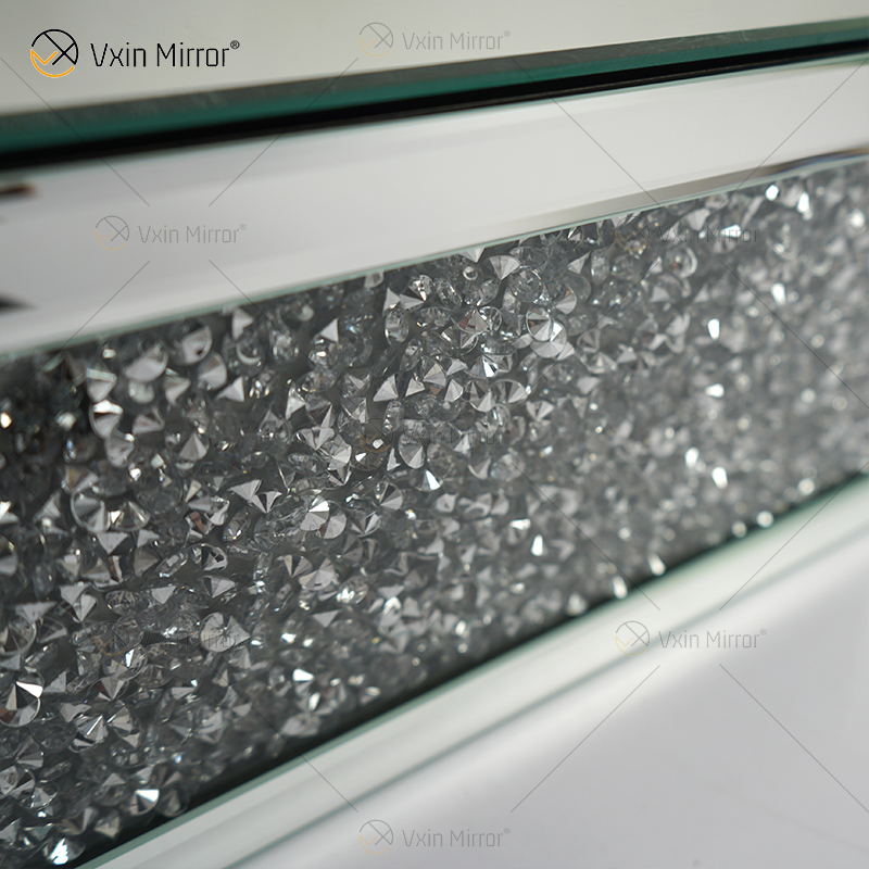 Vxin Factory Supply WXF-153 Prata Decoração de Parede Prata Diamante Esmagado Prateleira de Parede Retangular