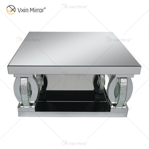 Mesa Lateral Personalizada WXF-1104 Cristal Mesa de Centro Espelhada Prata Caseira