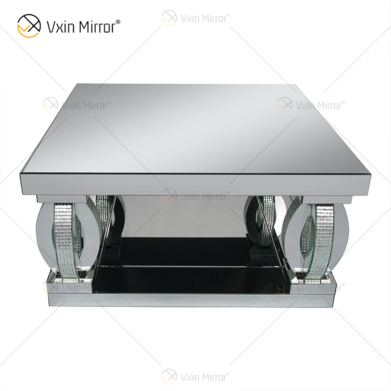 Mesa Lateral Personalizada WXF-1104 Cristal Mesa de Centro Espelhada Prata Caseira