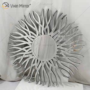 Fornecimento de fábrica prata WXM-1655 forma geométrica espelho de vidro decorativo de parede