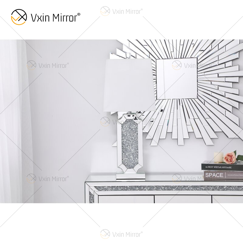 Vxin Supply WXTL-004 Moderno Prata Cristal Esmagado Lâmpada Espelho de Mesa para Quarto