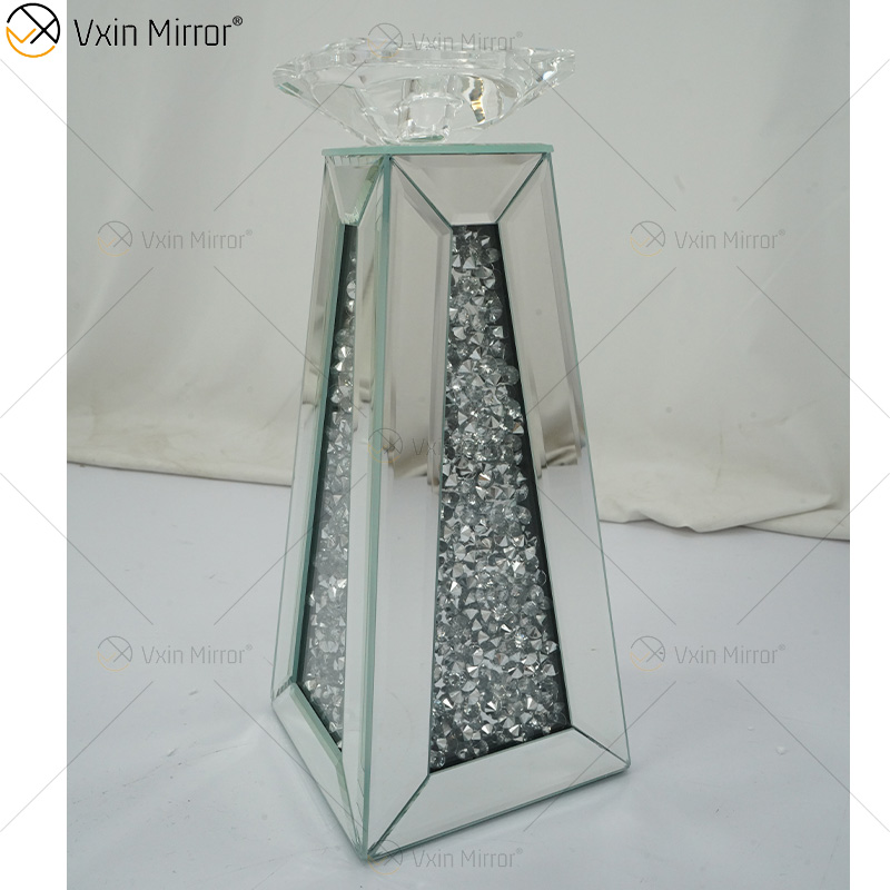 Nome personalizável moderno elegante WXCH-075 prata cristal espelhado castiçal para casamento em casa