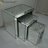 Venda imperdível ZH056 Mesa Lateral Quadrada Moderna Combinada Vidro Prata Com Cristal Diamante Mesa Lateral Espelho Sala De Estar