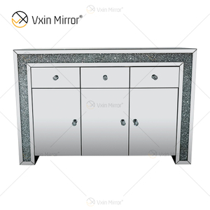 Armário Puxadores baratos WXF-099-1 com gavetas Crush Diamond Silver Armário para decoração de casa