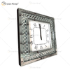 Relógio espelhado moderno barato WXMC-003 prata decorativo diamante esmagado relógio de parede espelho