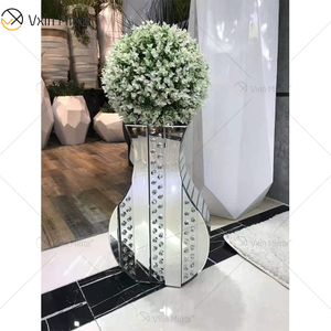 WXMV Home Hotel Decoração Interior Prata Esmagado Diamante Espelhado Vaso de Espelho Grande Seguidor