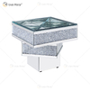 Vxin WXF-158-1 3D Esmagado Diamante Mesa Lateral Prata Espelho Vidro Temperado Mesa Lateral