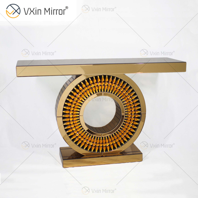 Venda imperdível 1.000 peças WXF-039 Marrom Dourado Luxo Mesa Console com Espelho Espelho Mesa Console