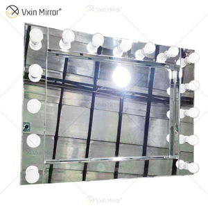 Espelho de penteadeira iluminado com cristal prateado Vxin WXDL-101 LED estilos venezianos com 15 lâmpadas