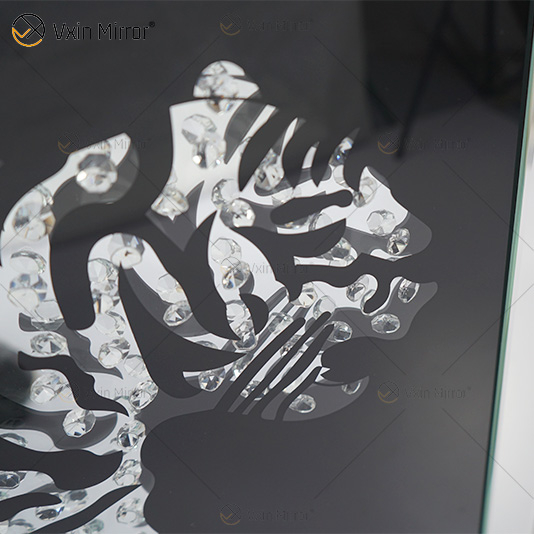 VXin WXMA-22 Decoração de casa Moldura de vidro espelhada Tiger Wall Art Cristal Porcelana Pintura Espelho Arte de Parede