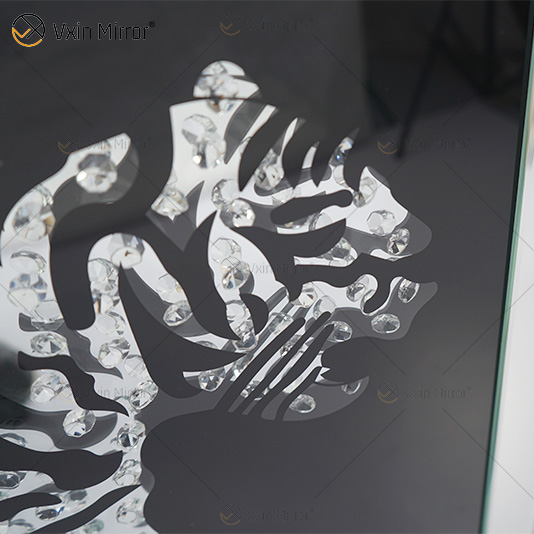 VXin WXMA-22 Decoração de casa Moldura de vidro espelhada Tiger Wall Art Cristal Porcelana Pintura Espelho Arte de Parede