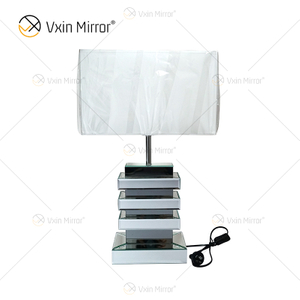 Atacado WXL-001 Moderno Prata Cinza Lâmpada Espelhada Mesa Abajur Branco Para Quarto Lâmpada Espelho