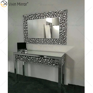 Mesa de console espelhada de cristal moderno prata e marrom de alta qualidade para corredor
