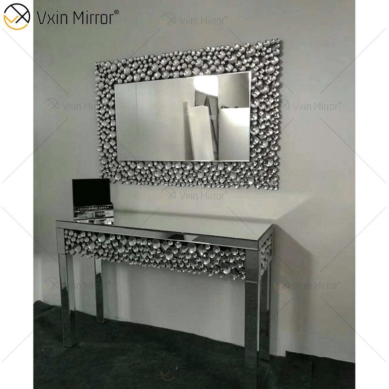 Mesa de console espelhada de cristal moderno prata e marrom de alta qualidade para corredor