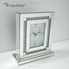 Novo design de fábrica WXMC-080 cristal prata espelho retangular relógio de mesa