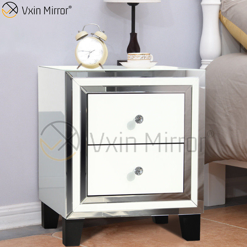 Venda imperdível para casa móveis de vidro branco 2 gavetas armário espelhado WXF-786