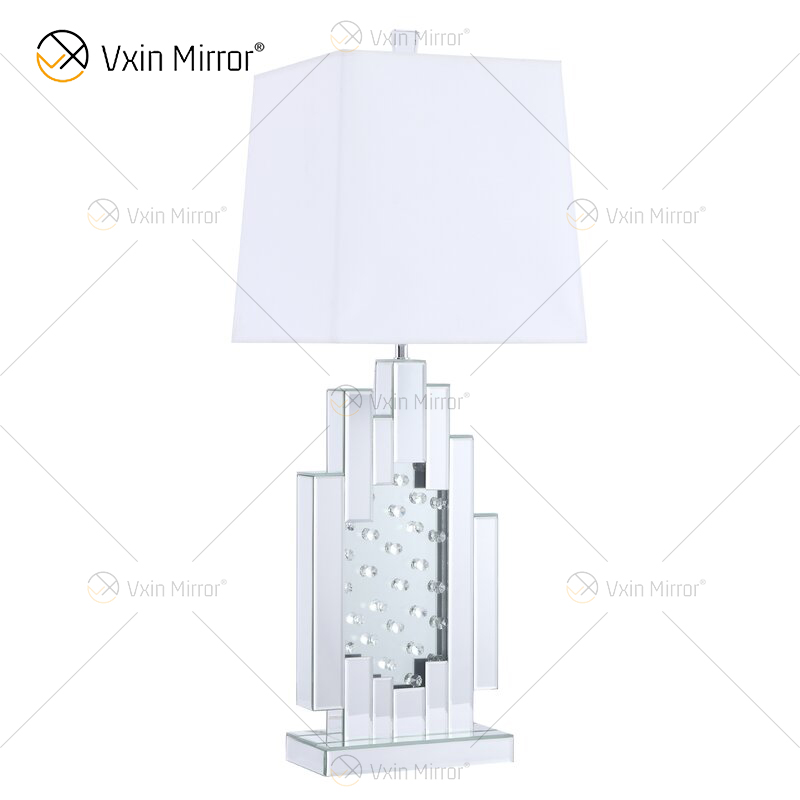 Fornecimento de fábrica WXTL-144 moderno espelho de mesa de cristal prata com abajur para quarto